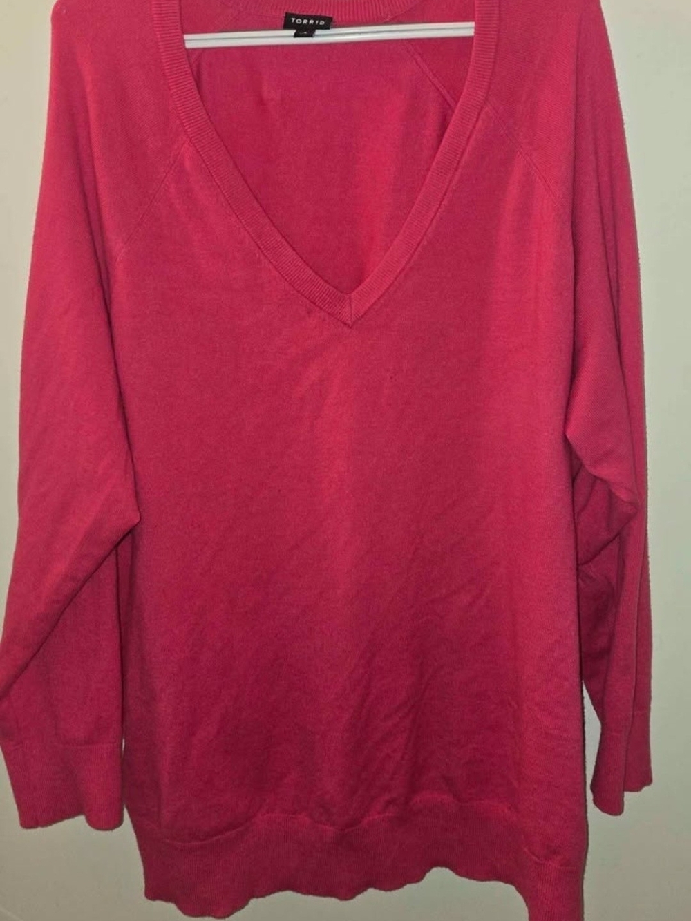 torrid V-Neck Sweater in Bright Berry Pink